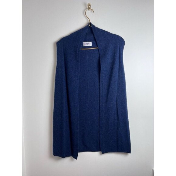Brora Sweater Womens Cashmere Cardigan Vest Cozy Blue 4-6 - Picture 2 of 13